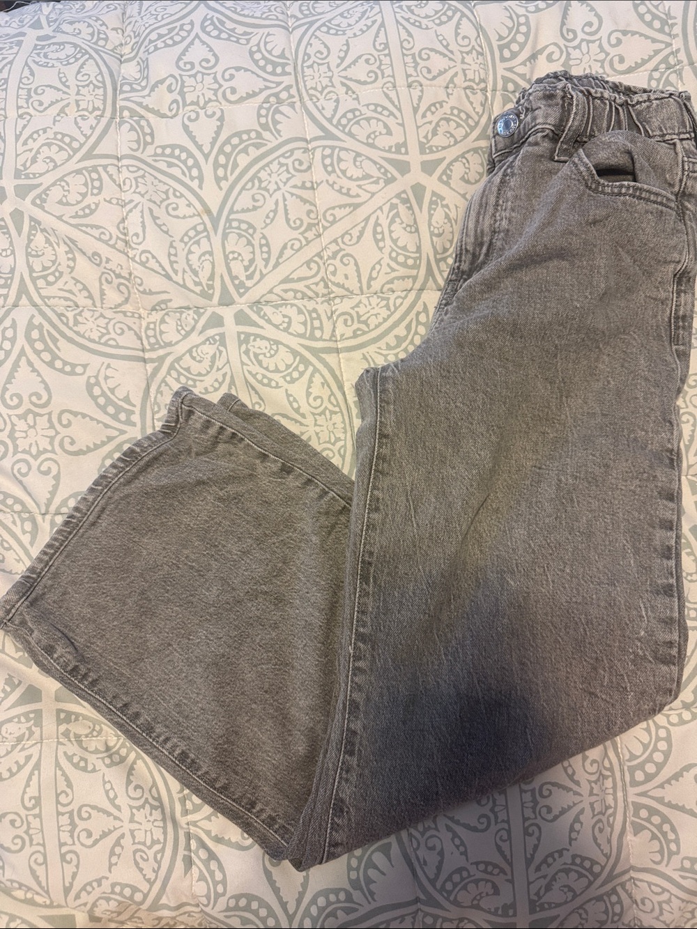 Girls Gap High Wide Gray Elastic-Waist Jeans
